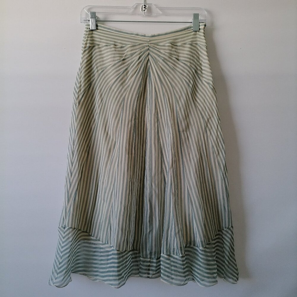 Maxazria Collection Womens Blue & White Front Pleated Striped Skirt Size 2